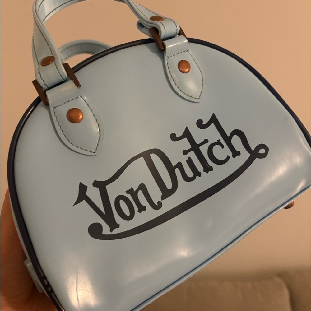 Vintage Von Dutch Ice Blue Mini Bowler Bag – Y2K Icon!